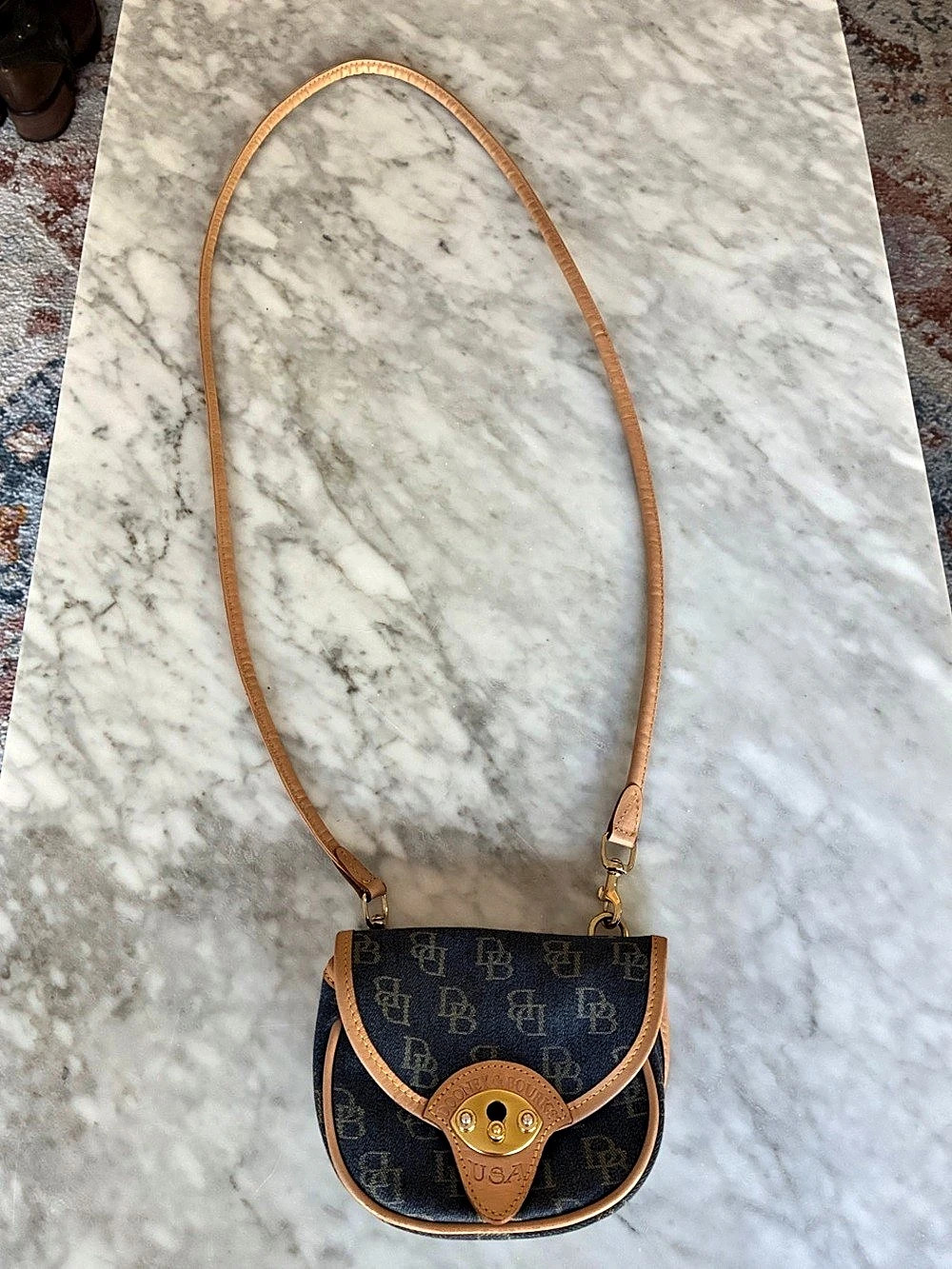 Dooney & Bourke Monogram Crossbody Bag Blue & Brown